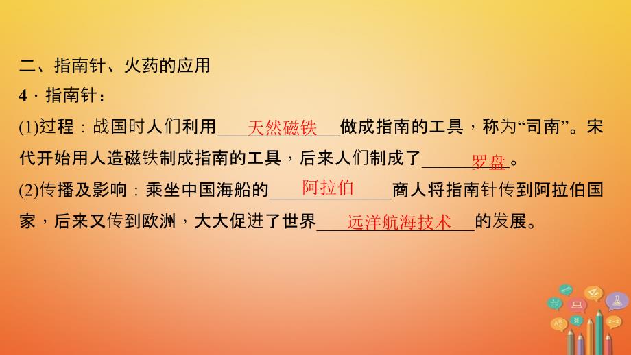 年七年级历史下册 第二单元 辽宋夏金元时期：民族关系发展和社会变化 第13课 宋元时期的科技与中外交通作业课件 新人教版_第4页