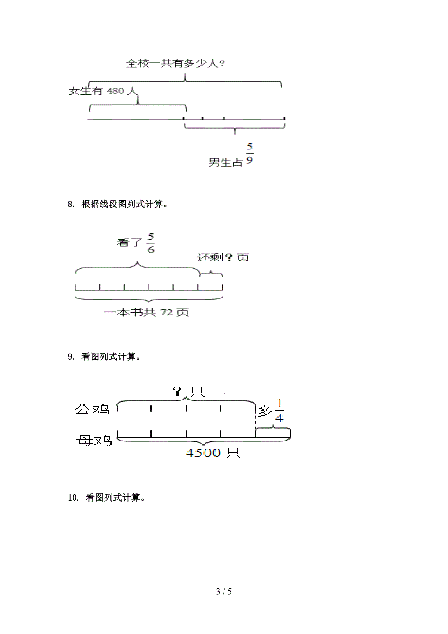 人教版六年级数学上册看图列方程计算专项知识点_第3页