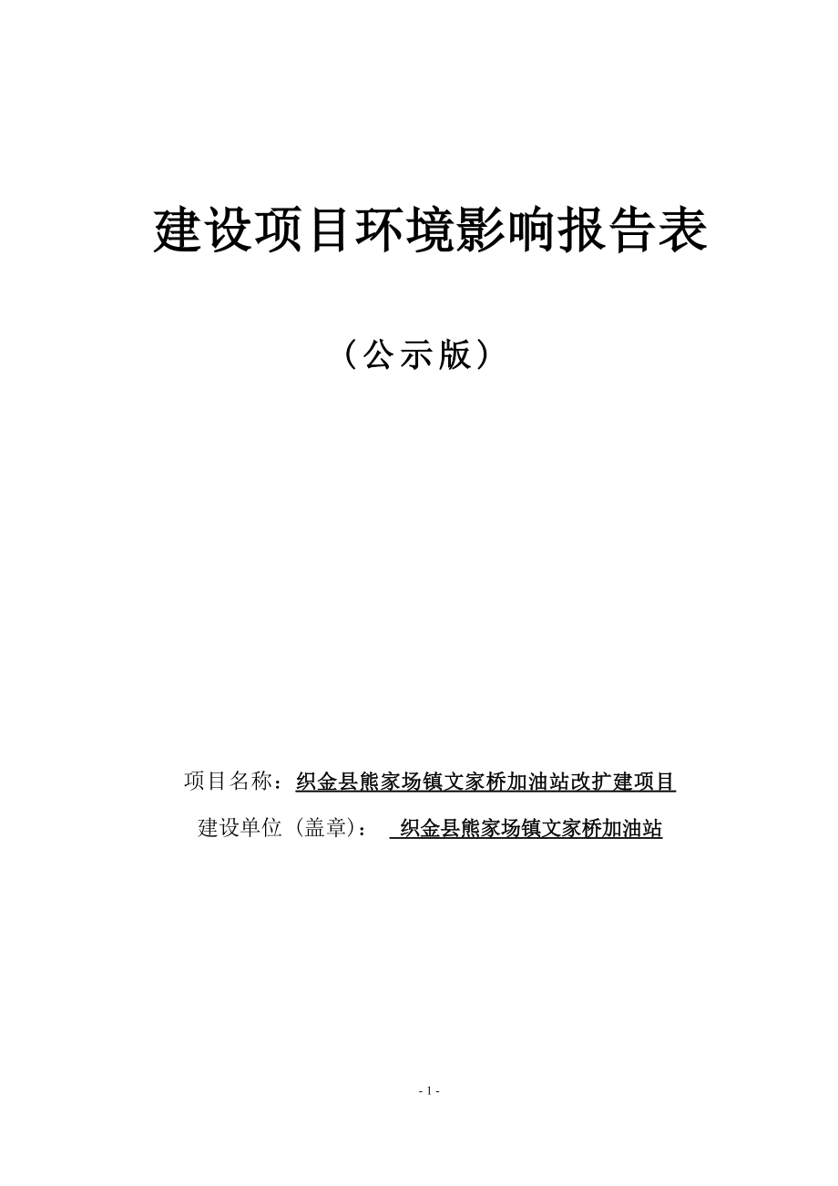 织金县熊家场镇文家桥加油站改扩建项目环评报告.docx_第1页