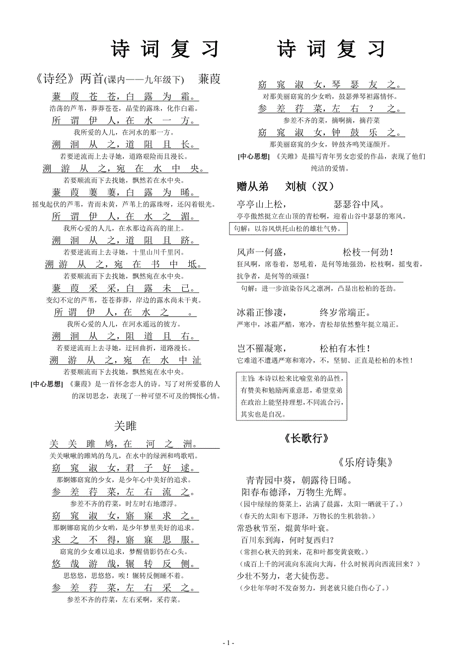 初中课外必背古诗注释.doc_第1页