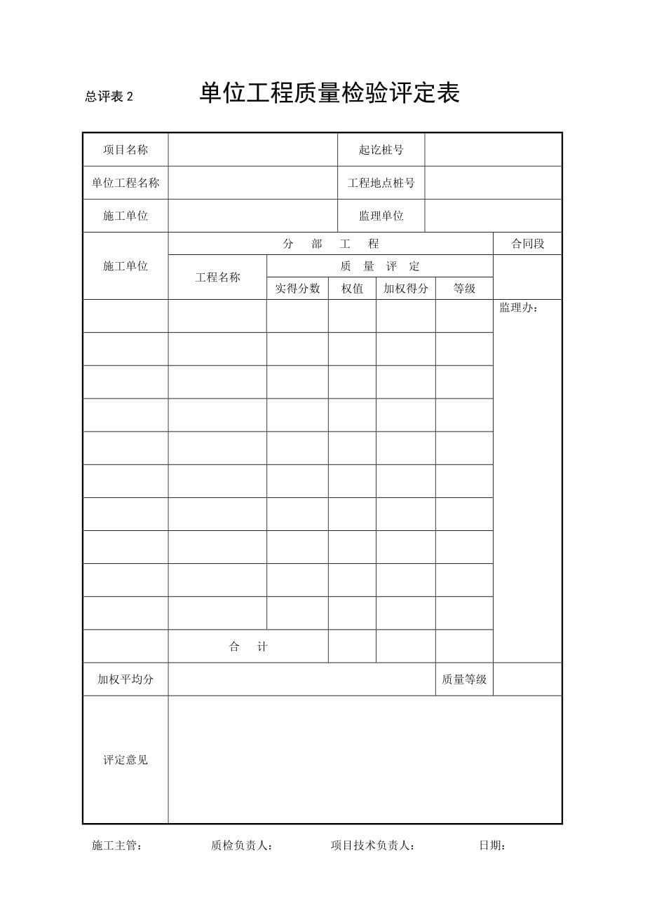 《公路工程施工管理表格》之2质量检验评定表_第5页