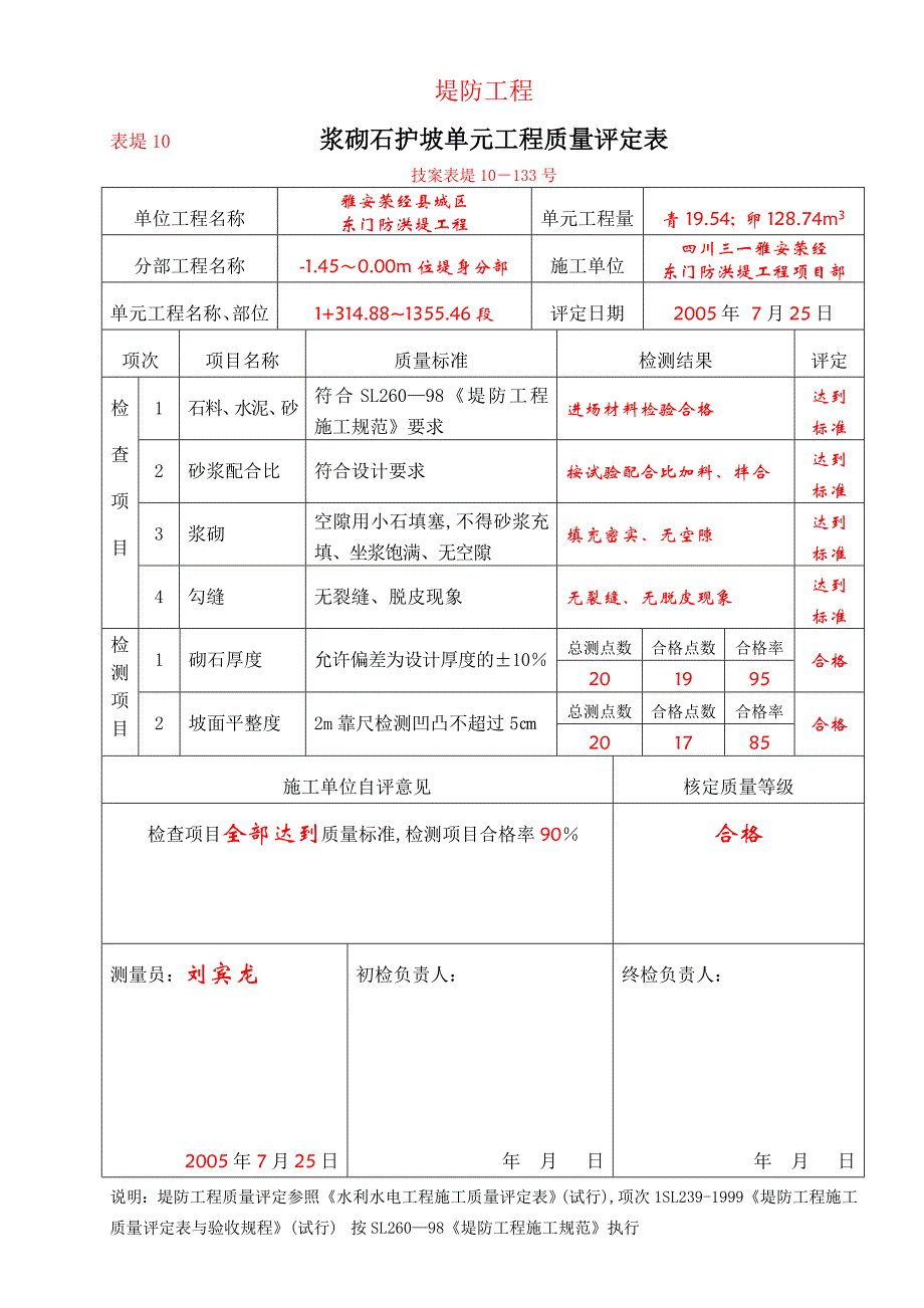 堤防10-5-1.45-0.00位浆砌石质量评定表.doc_第3页