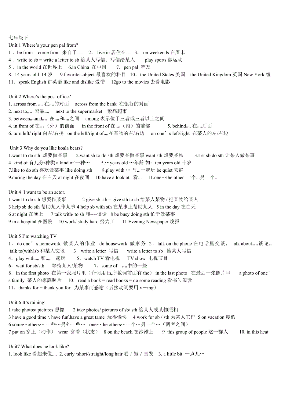 通用七至八年级英语短语_第3页