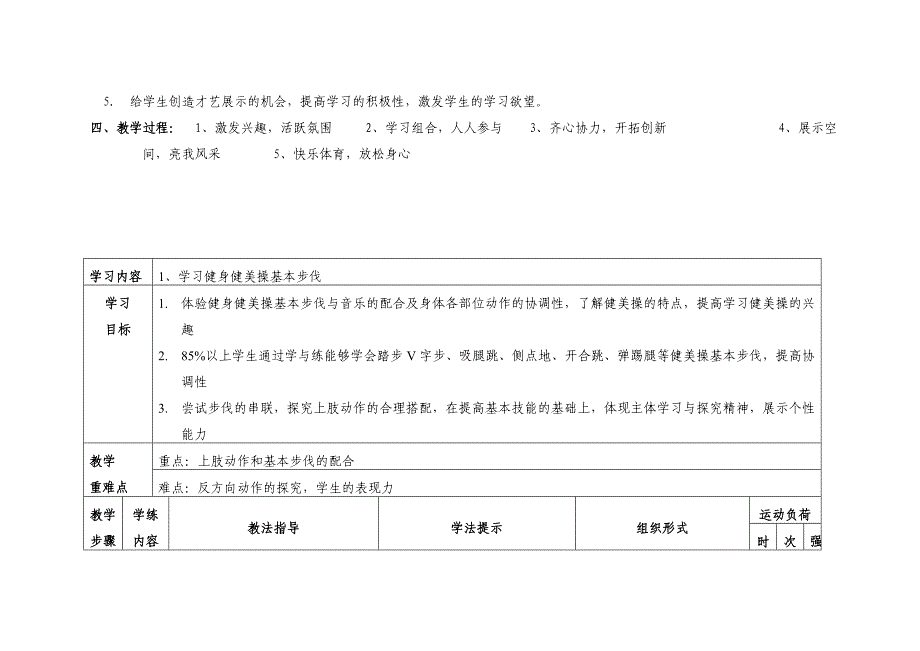 健美操基本步伐教学设计_第2页