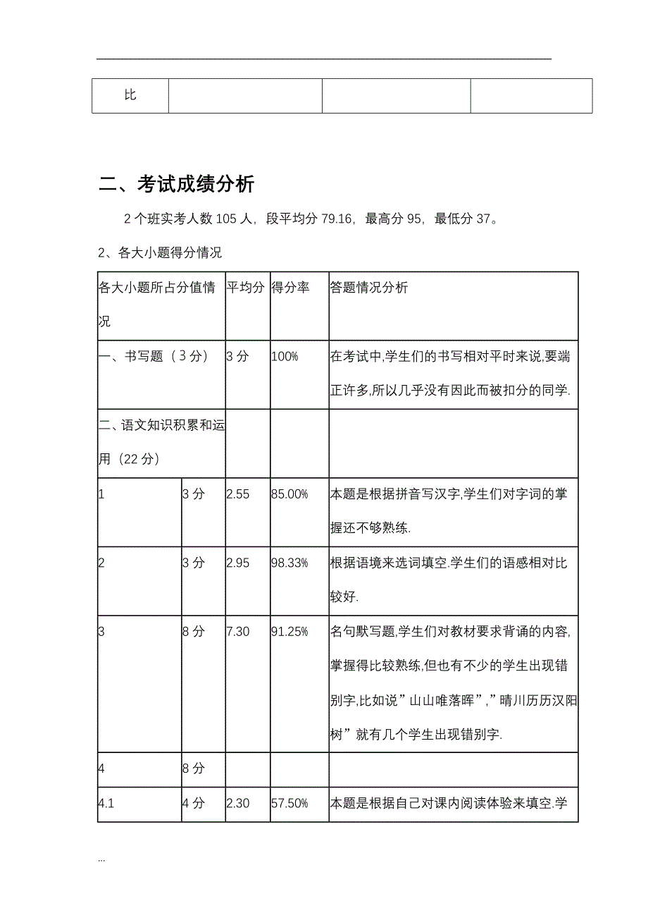 八年级上学期期末语文考试质量分析_第2页