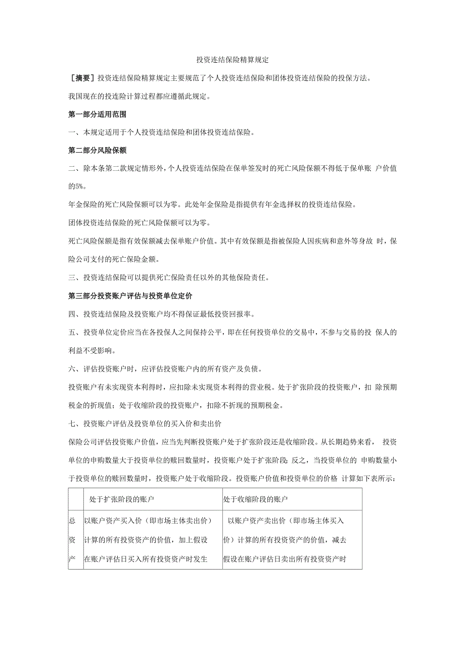 投连险精算规定_第1页