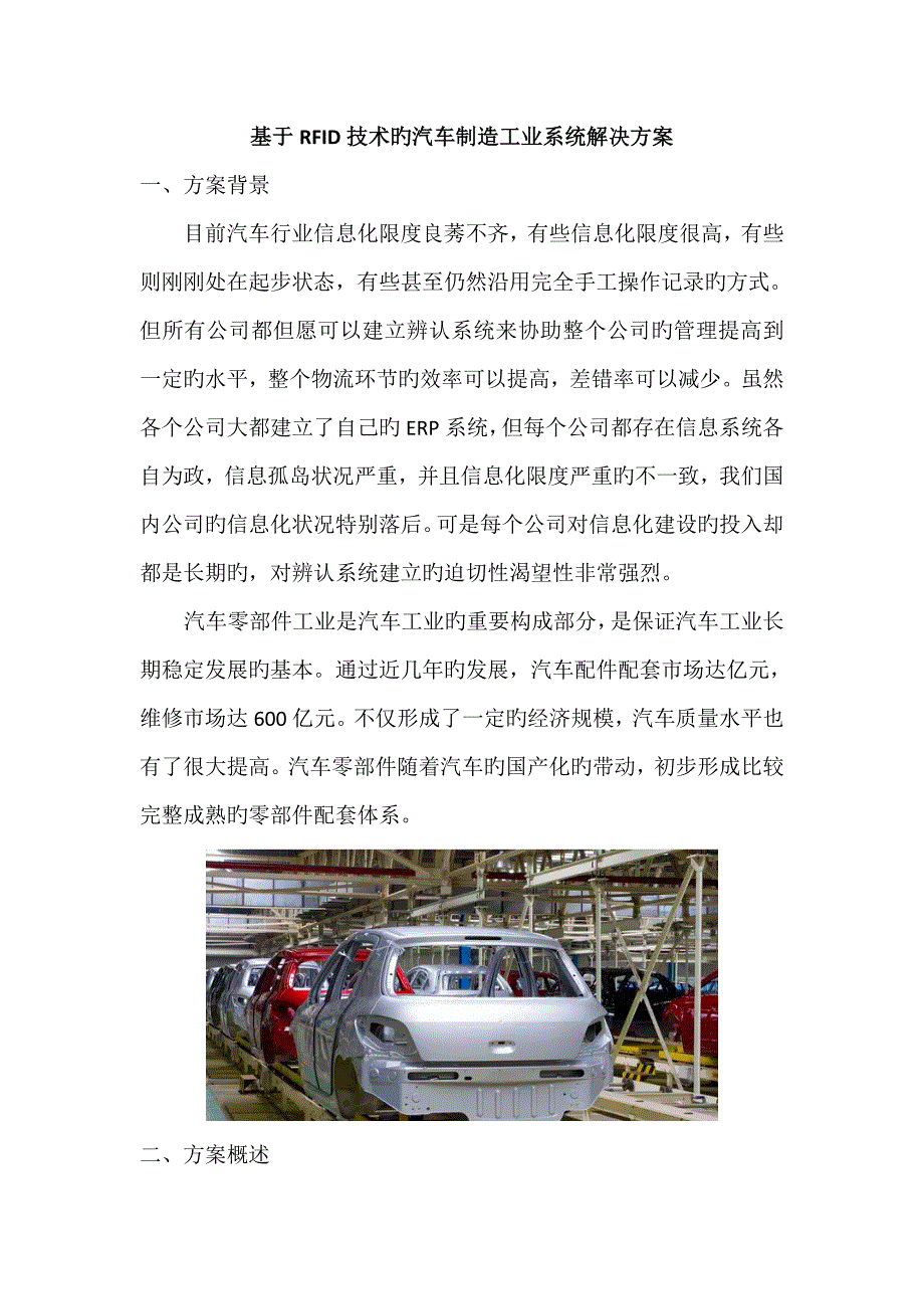 基于RFID重点技术的汽车制造工业系统解决专题方案_第1页