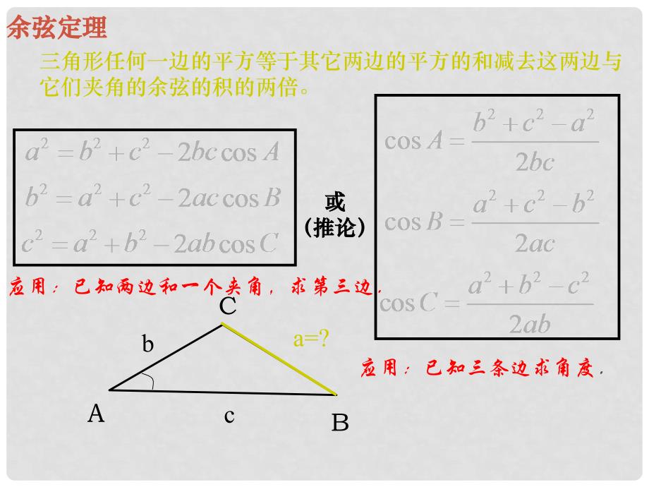 辽宁省庄河市高中数学 第一章 解直角三角形 1.1.2 余弦定理课件 新人教B版必修5_第4页