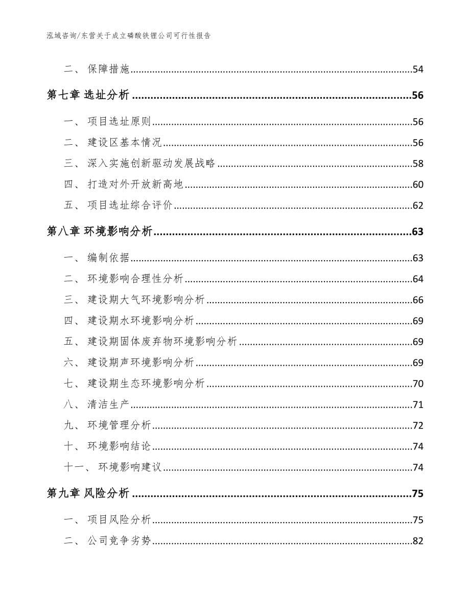 东营关于成立磷酸铁锂公司可行性报告模板范文_第5页