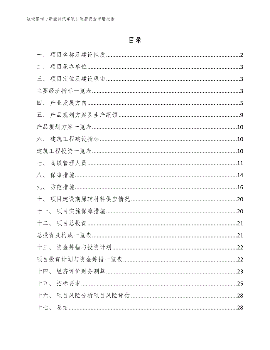 新能源汽车项目政府资金申请报告（模板范文）_第1页