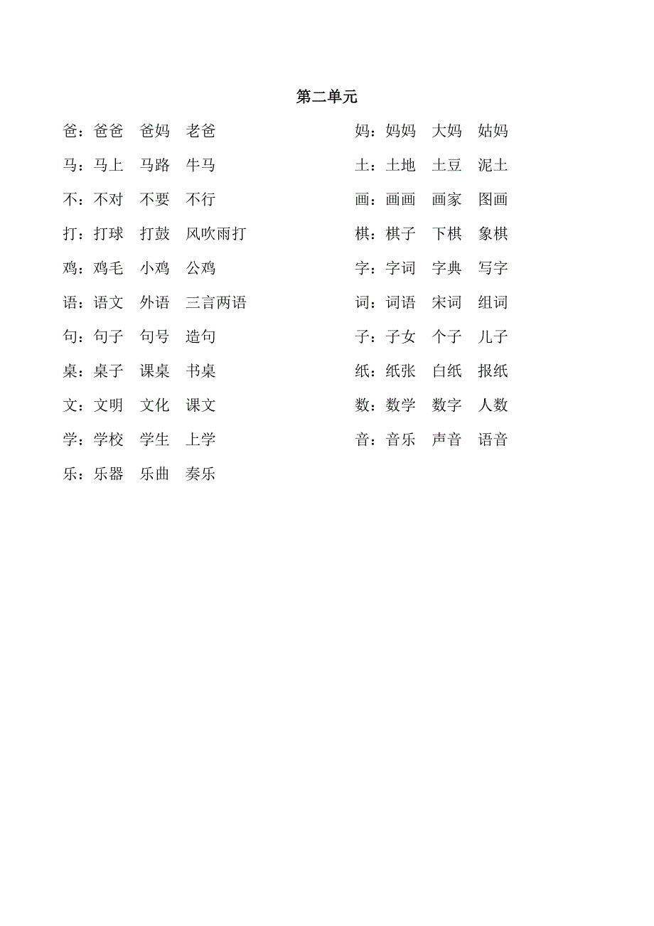 完整word版-部编一年级语文上册词语汇总-推荐文档.doc_第2页