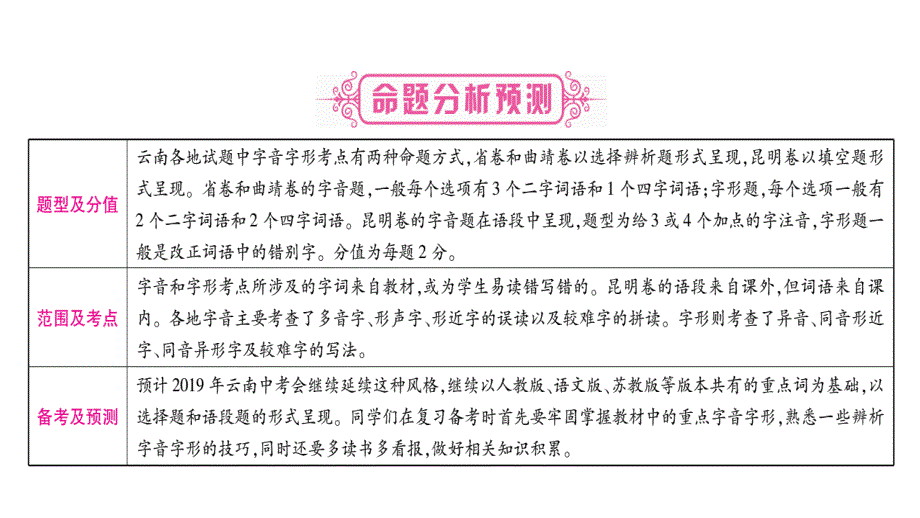 中考语文总复习云南专版课件专题1字音字形田字格书写_第2页