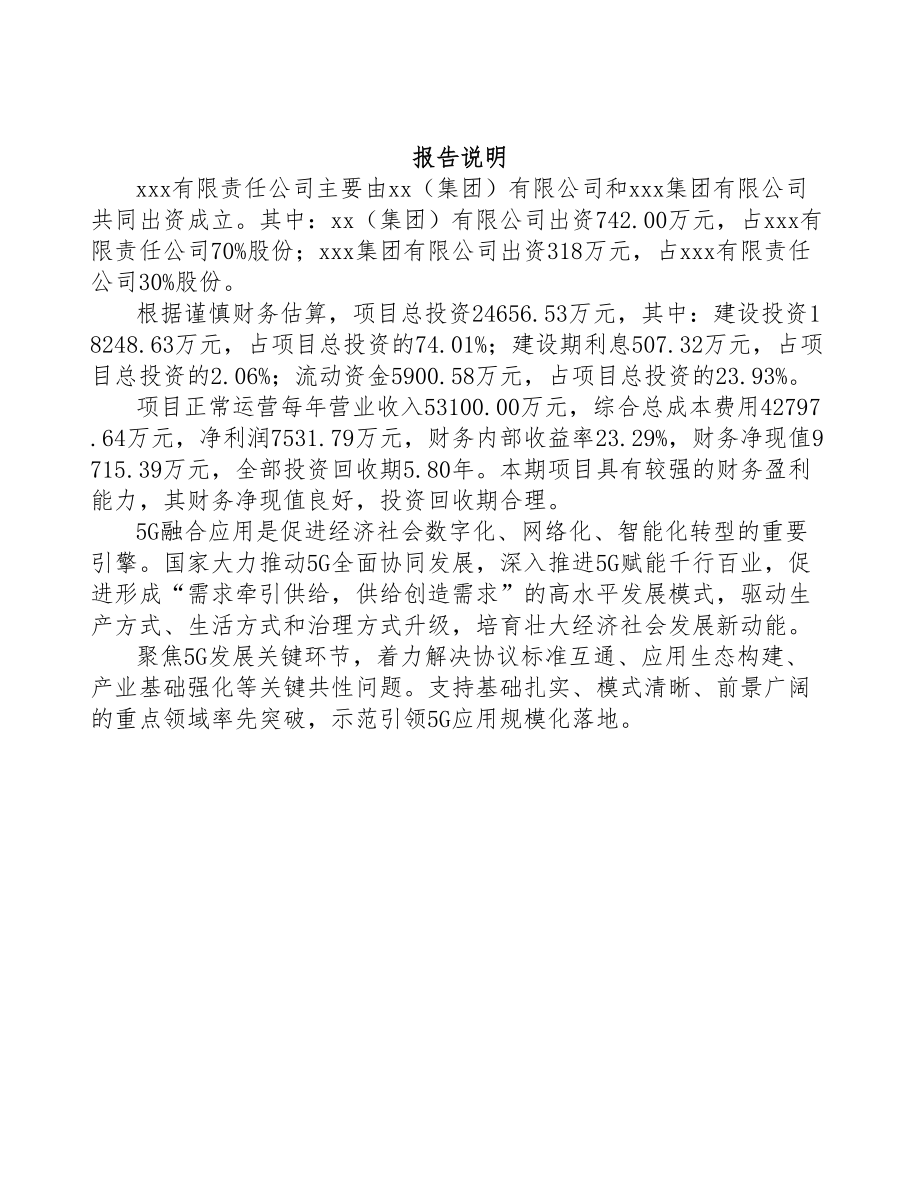 潍坊关于成立5G+智能采矿公司可行性研究报告(DOC 94页)_第2页