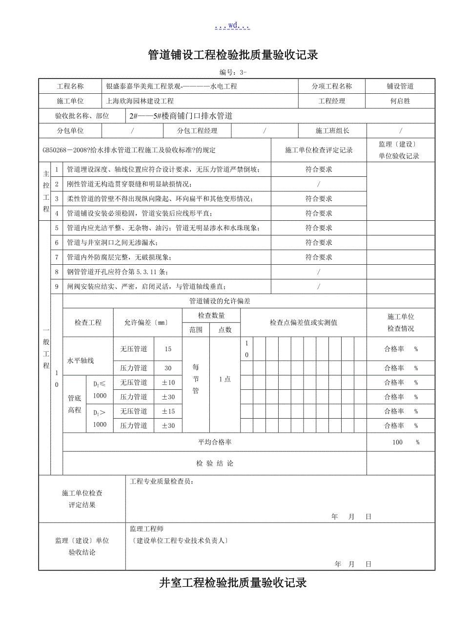 市政给排水管道工程检验批质量验收记录表_[1]_第5页