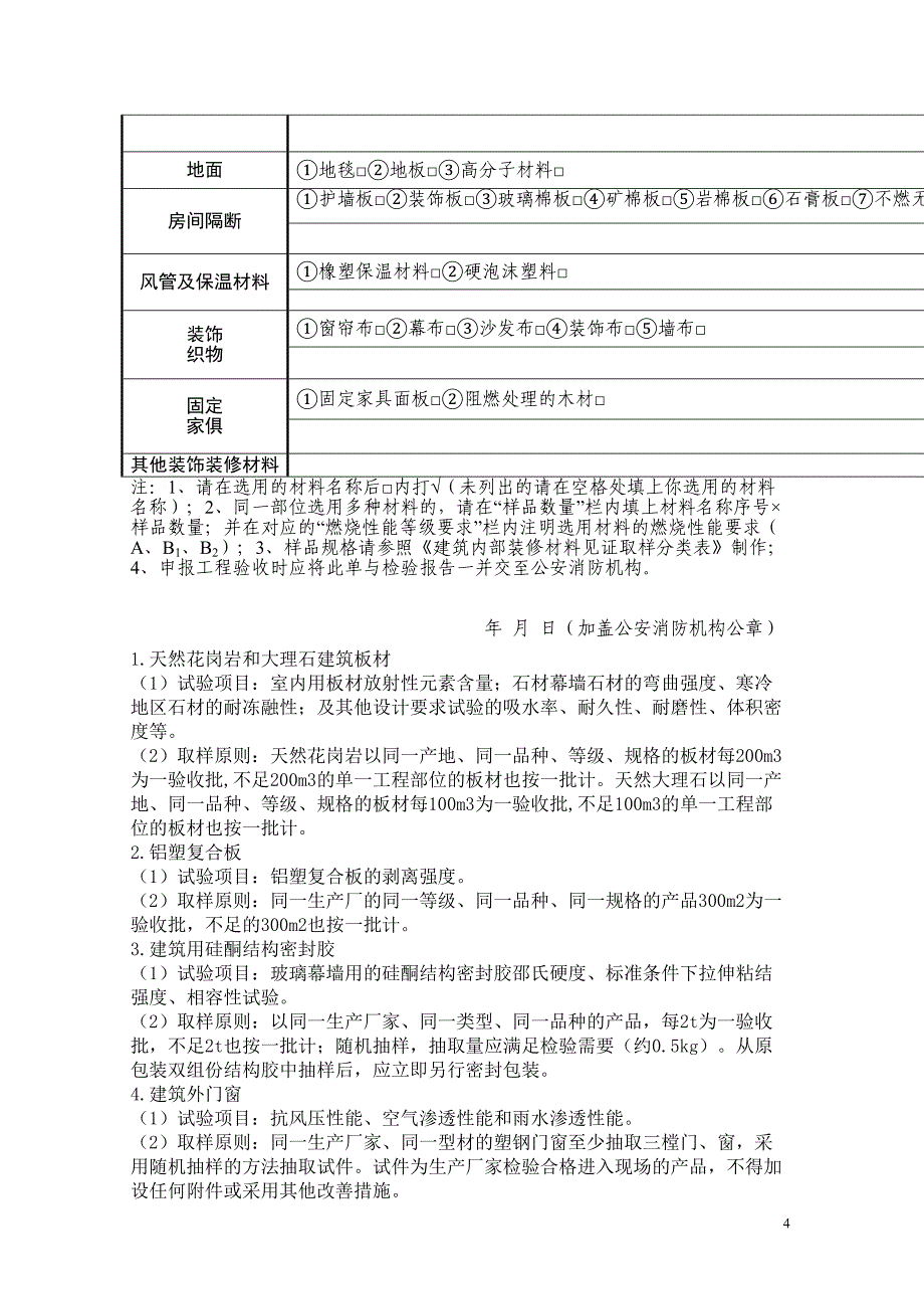 建筑内部装修防火材料见证取样(抽样)分类表(DOC)(DOC 14页)_第4页