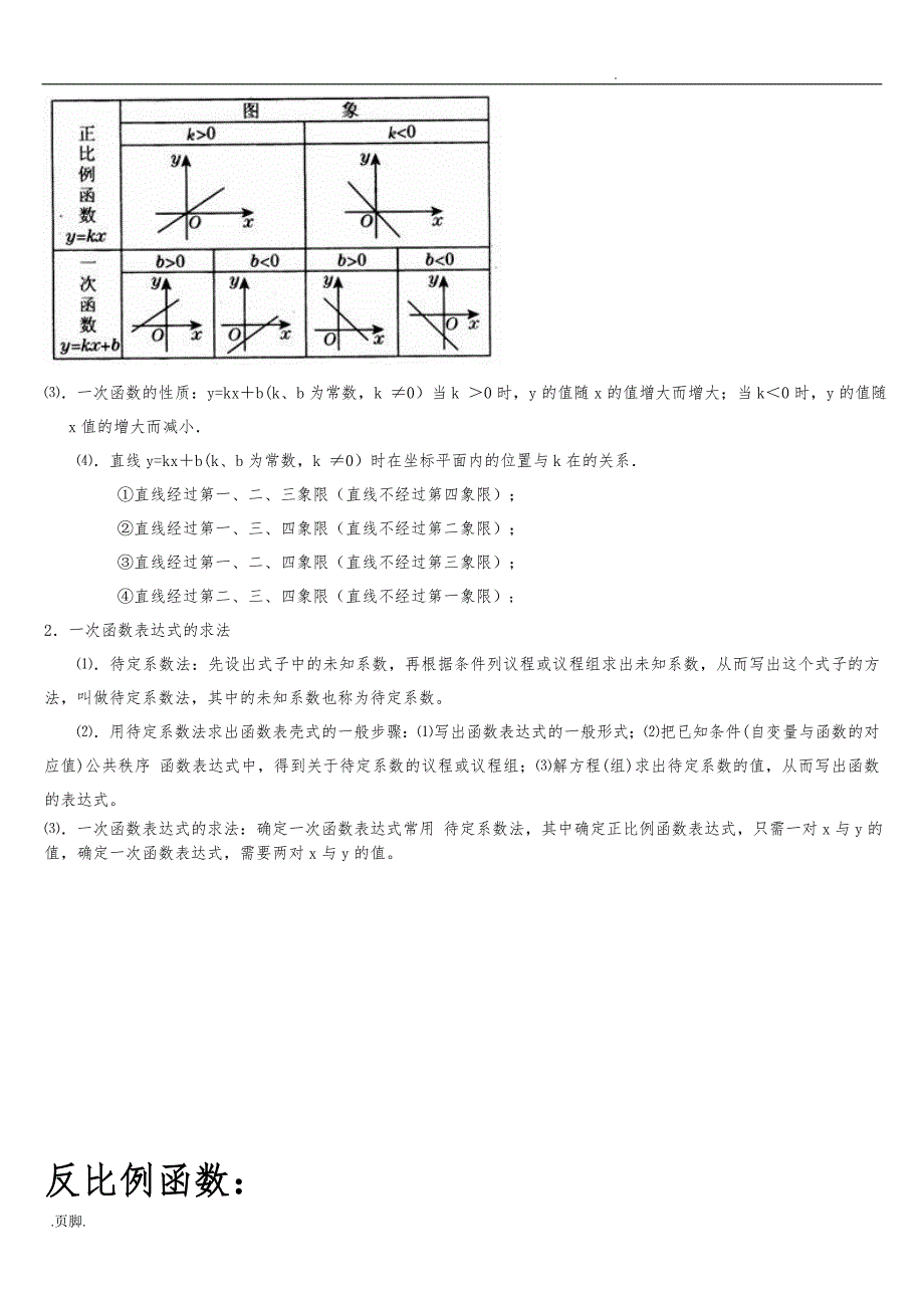 一次函数和反比例函数知识点总结_第4页