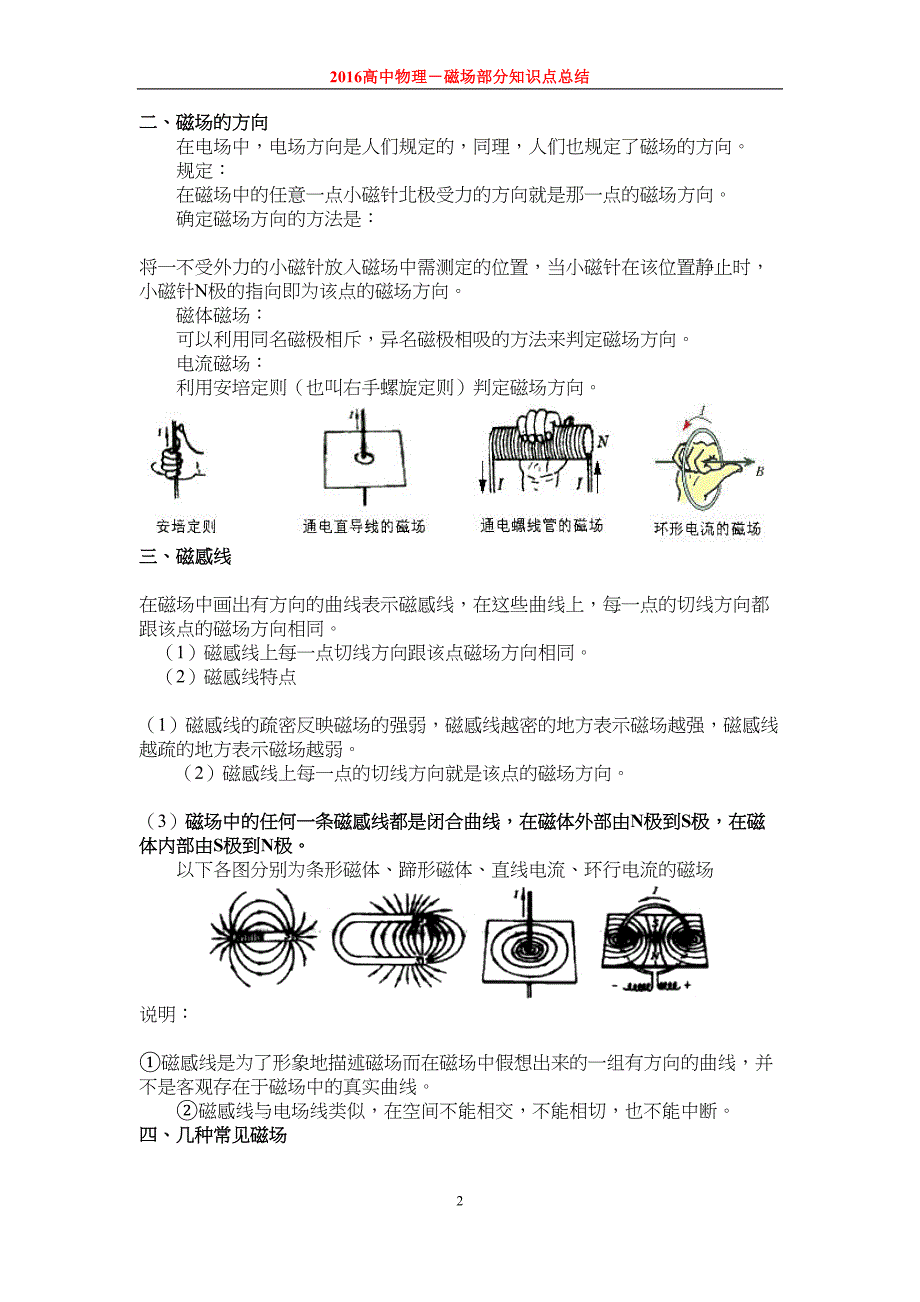 高中物理磁场部分知识点总结分析(DOC 10页)_第2页