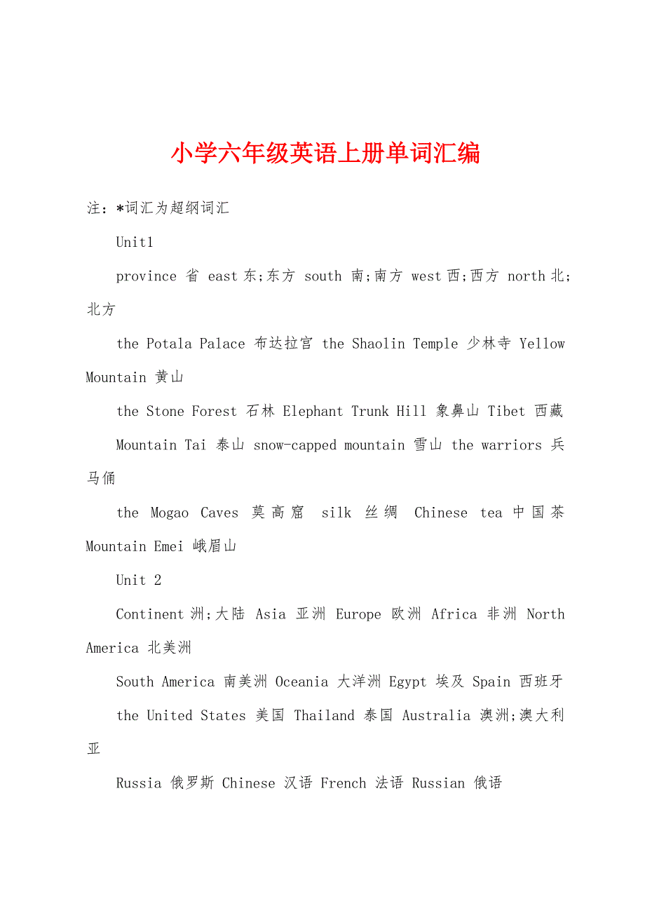 小学六年级英语上册单词汇编.docx_第1页