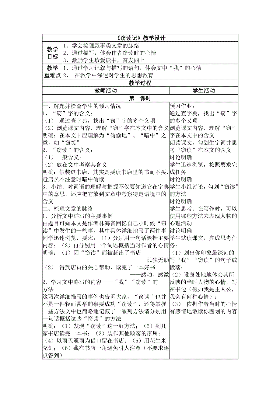 《窃读记》教学设计 .doc_第1页