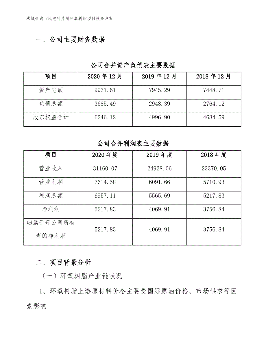 风电叶片用环氧树脂项目投资方案模板范文_第3页