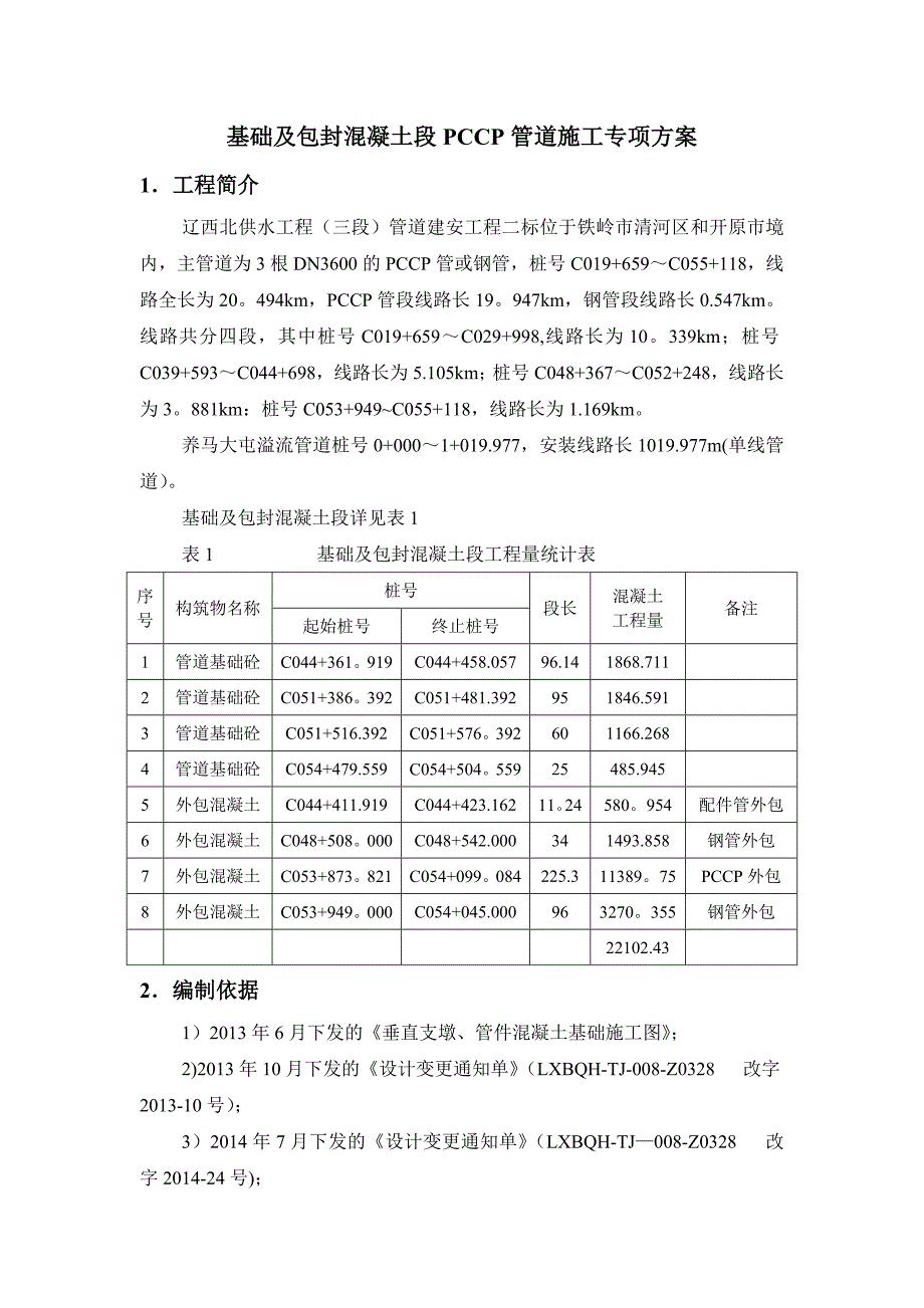 基础及包封混凝土段PCCP管道施工方案_第1页