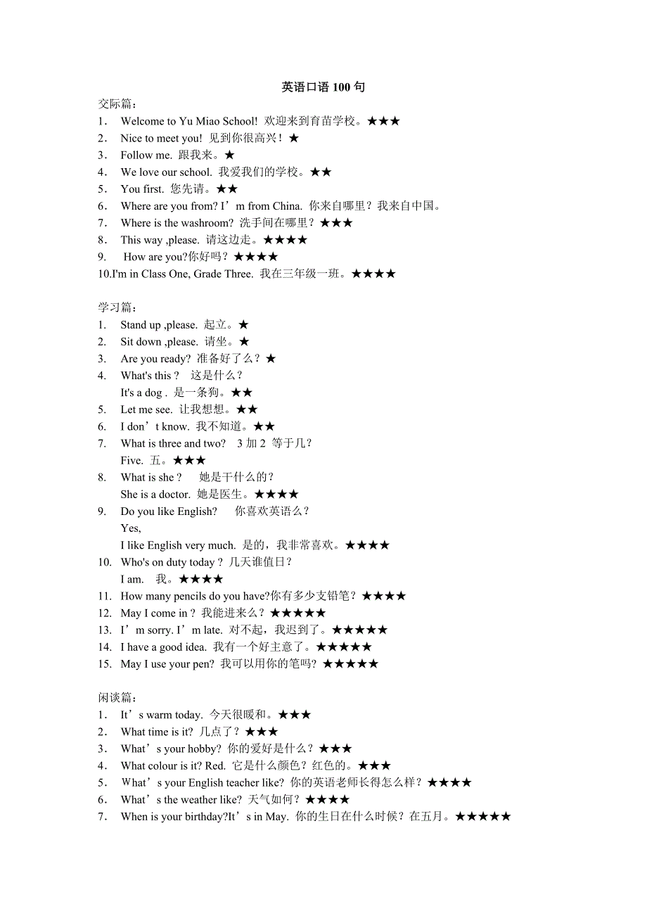 小学校园英语100句.doc_第1页