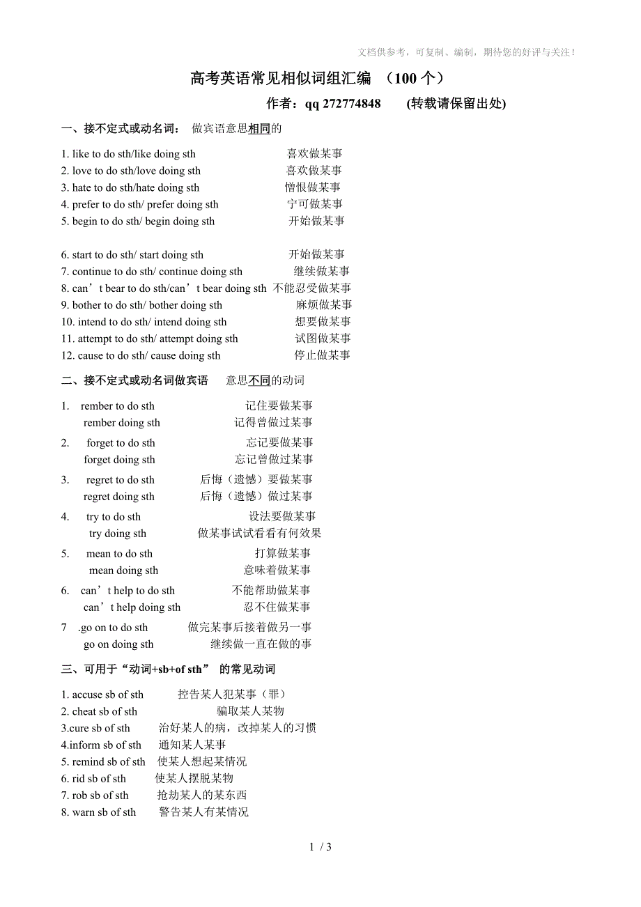 高考英语常见相似词组汇编(精校版)_第1页