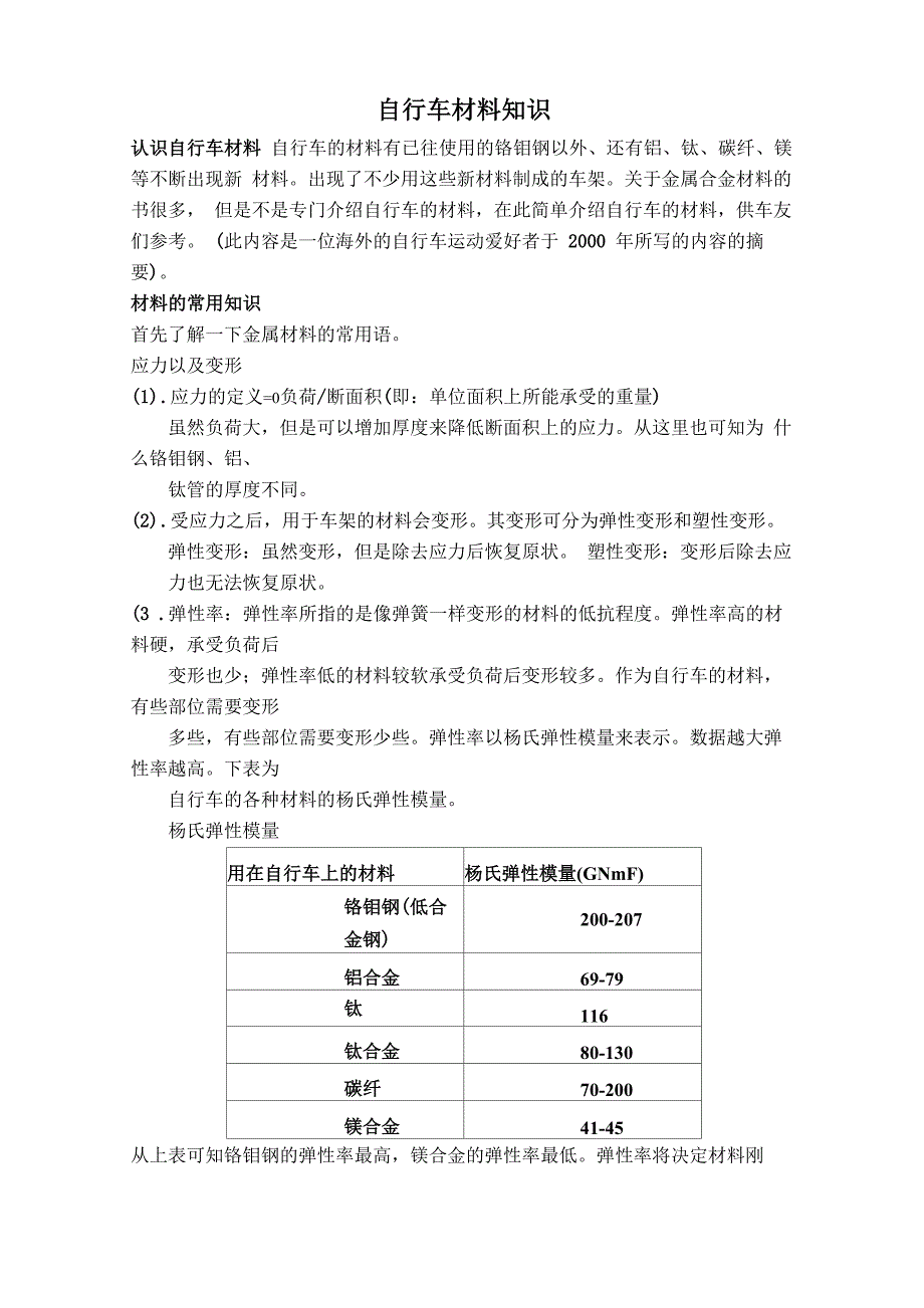 自行车材料知识_第1页