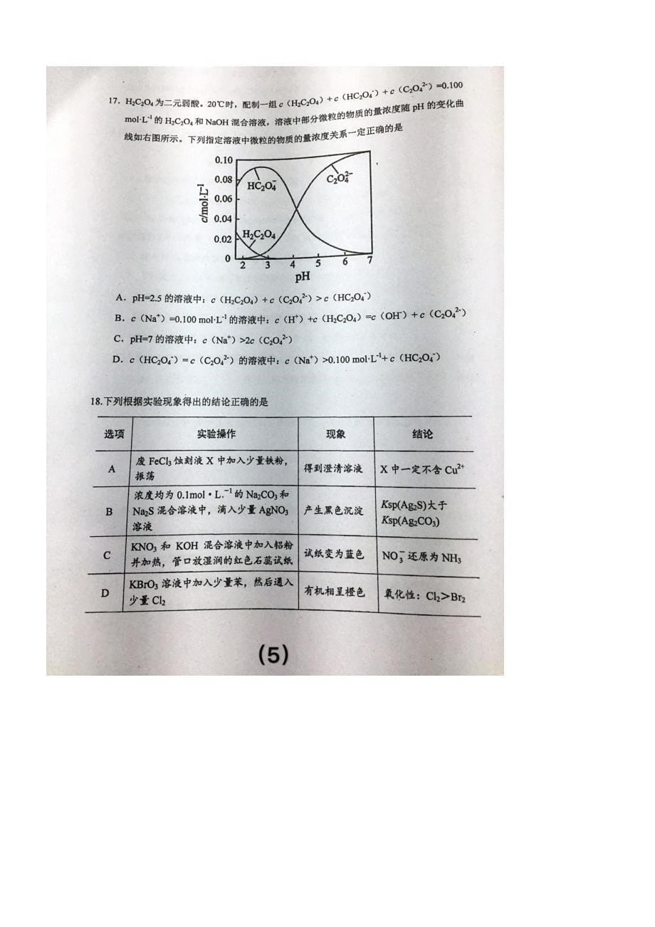 江苏省徐州市第三中学高三化学上学期10月月考试题(扫描版)(最新整理).docx_第5页