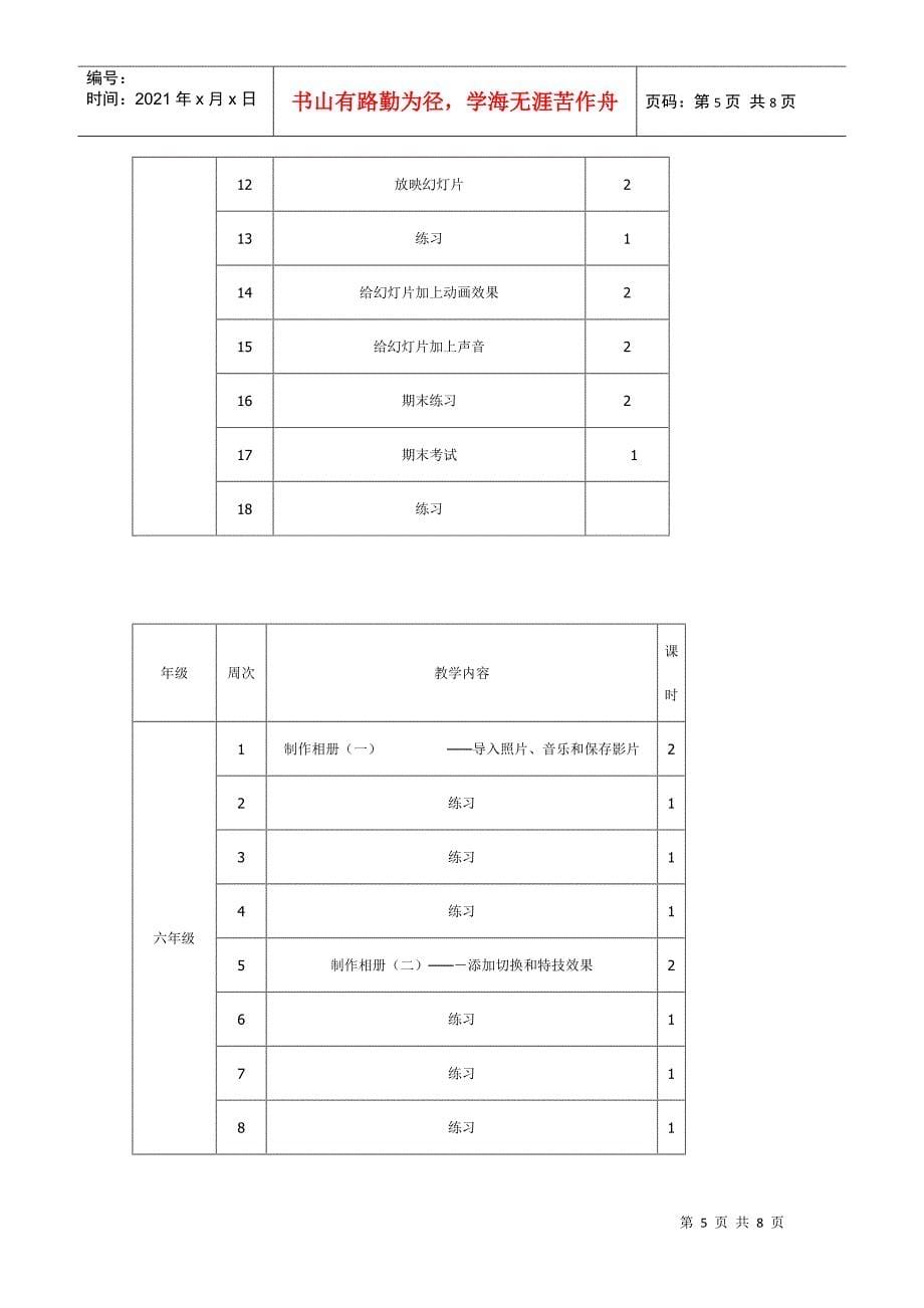 浅析信息技术下册教学工作计划_第5页