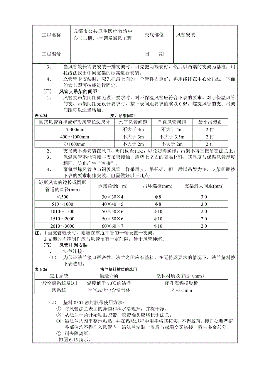 医疗中心空调及通风工程风管安装技术交底_第4页