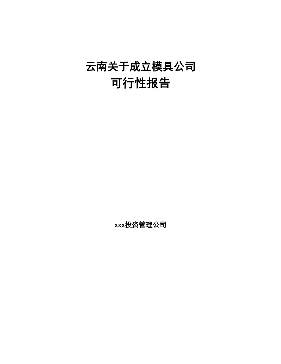 云南关于成立模具公司可行性报告(DOC 89页)_第1页