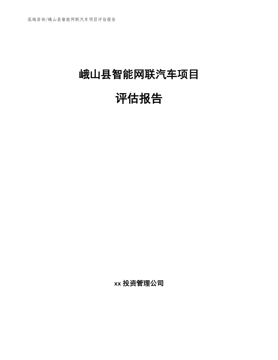 峨山县智能网联汽车项目评估报告（模板范本）_第1页