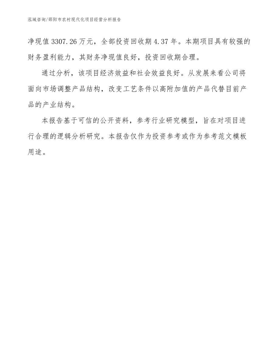 邵阳市农村现代化项目经营分析报告_范文模板_第5页