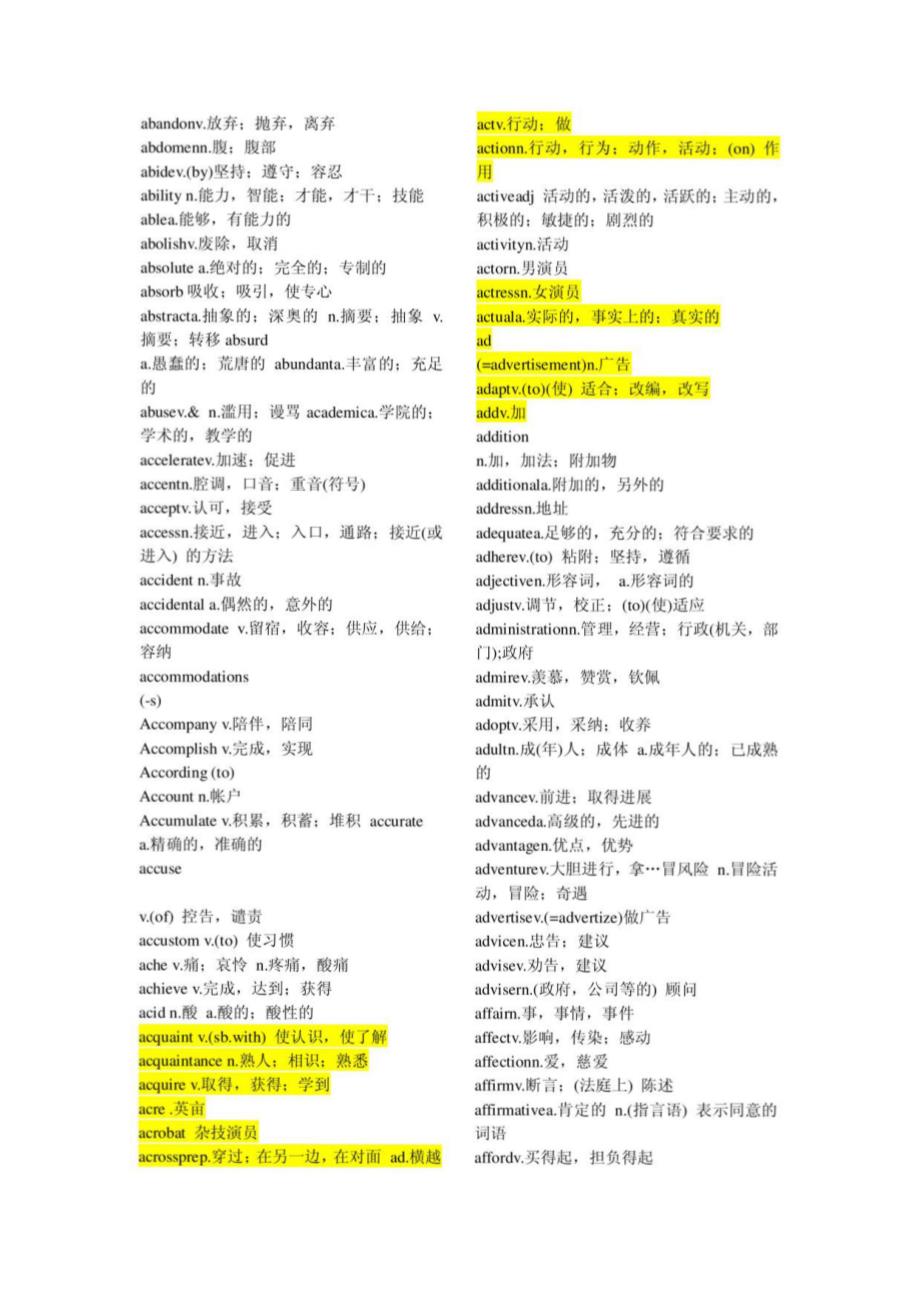 大学英语三级词汇_第1页