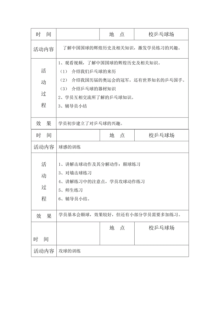 乡村学校少年宫-乒乓球-项目活动记录_第1页