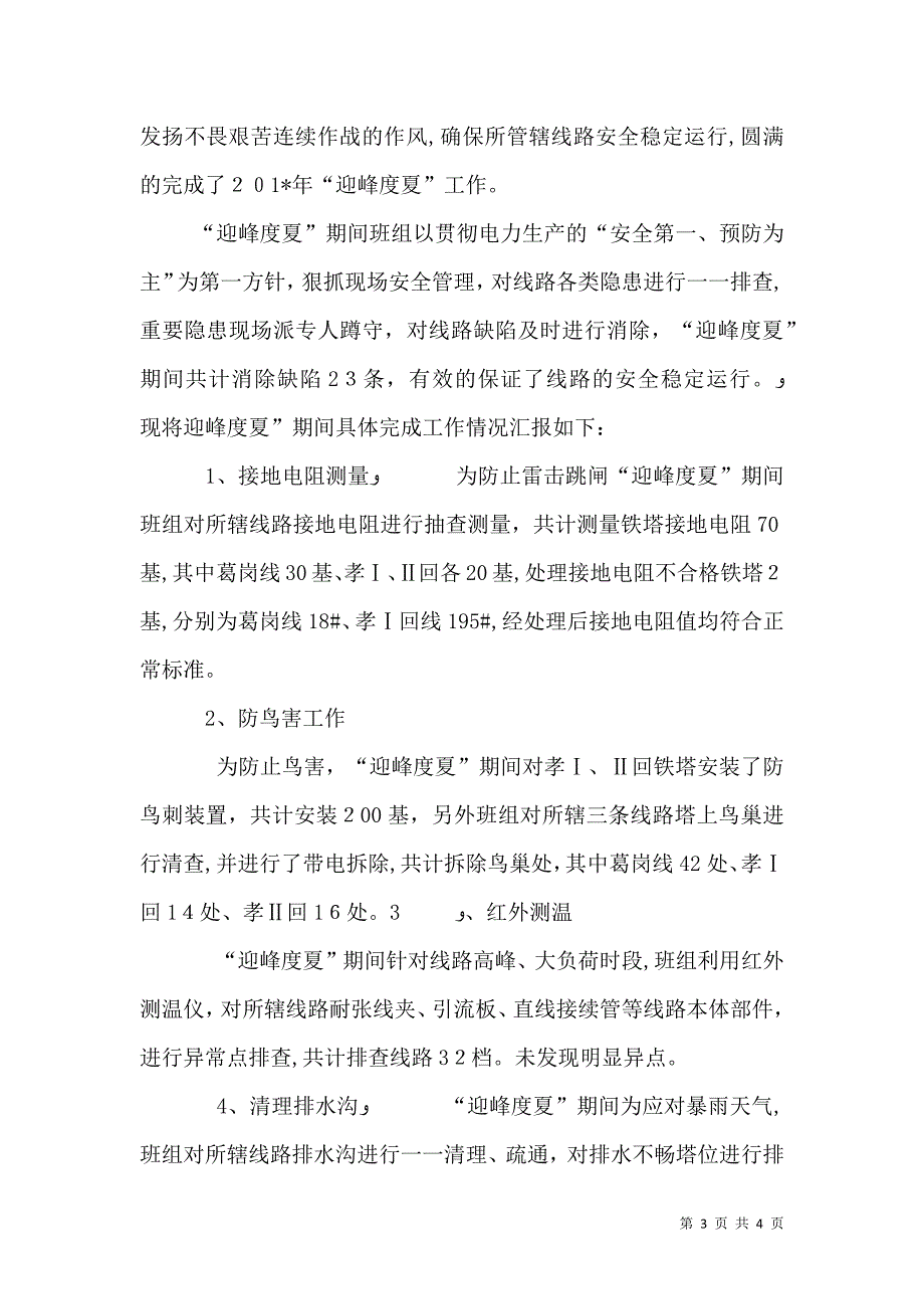 安全运检部迎峰度夏工作总结_第3页