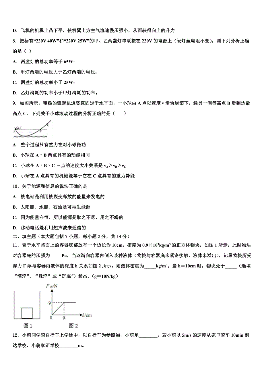 2023届山东省潍坊市青州市重点中学中考物理仿真试卷含解析_第3页