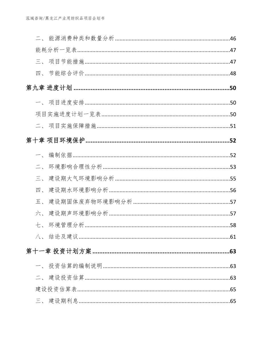 黑龙江产业用纺织品项目企划书（范文模板）_第5页
