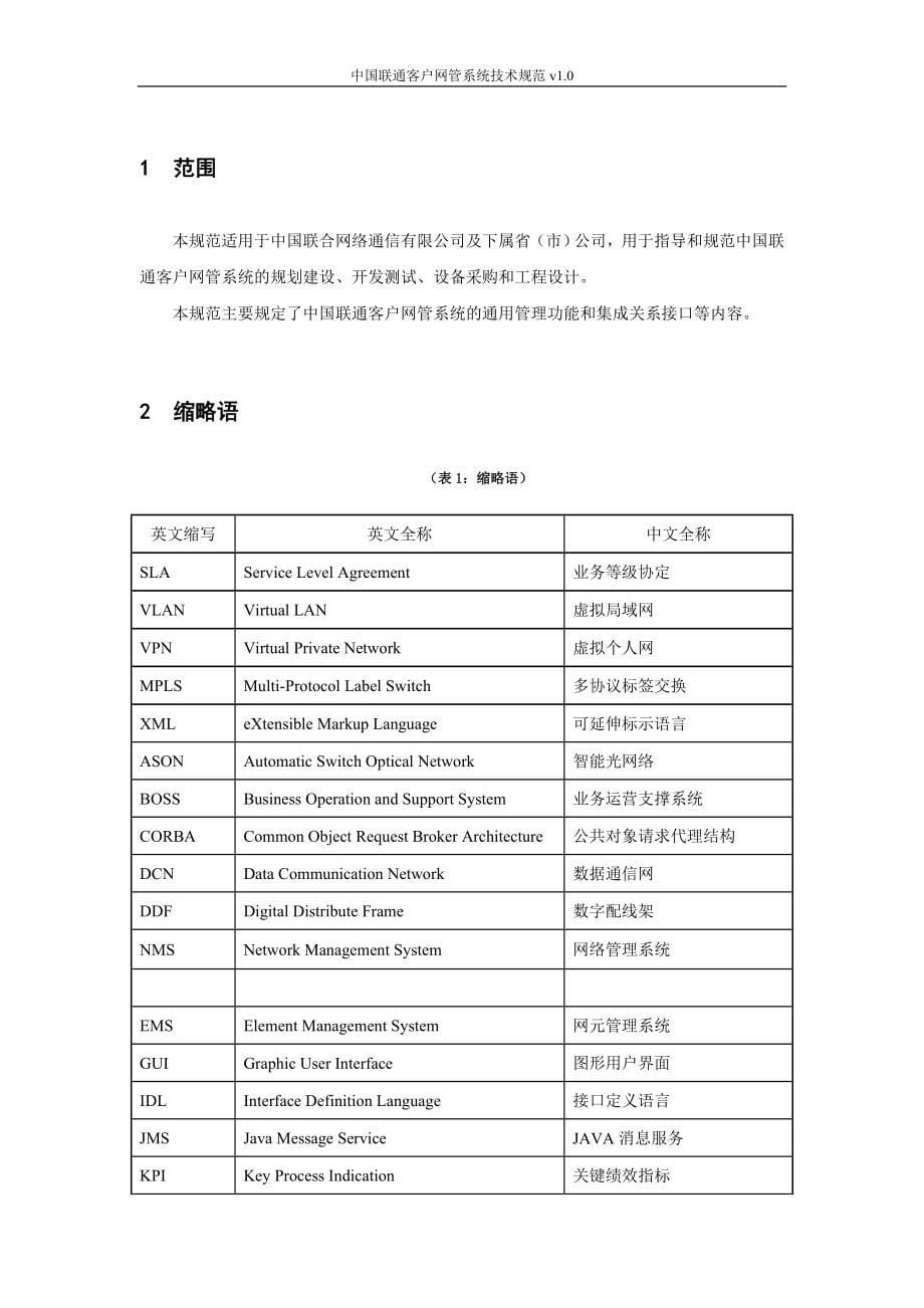 中国联通客户网管系统技术规范_第5页