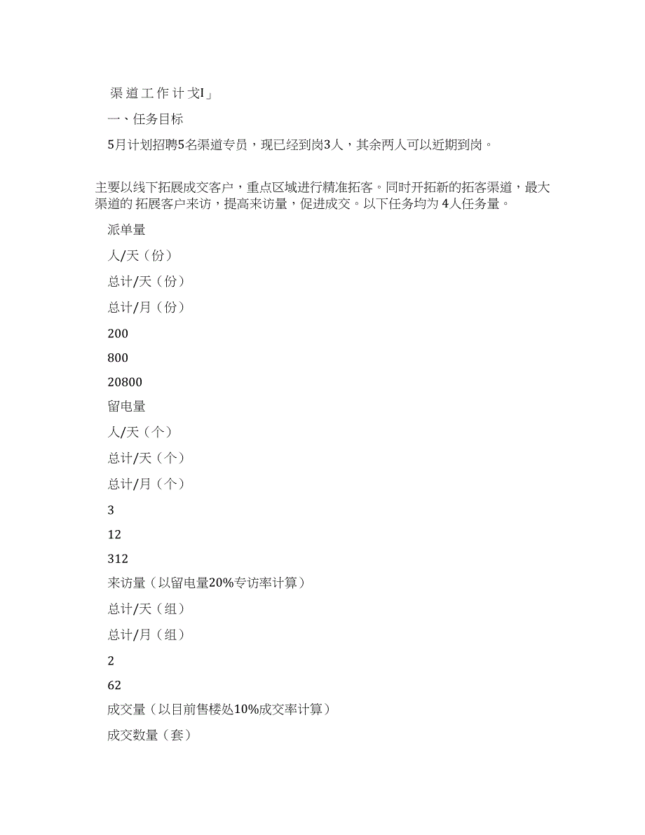 2022年新版渠道工作计划.docx_第1页