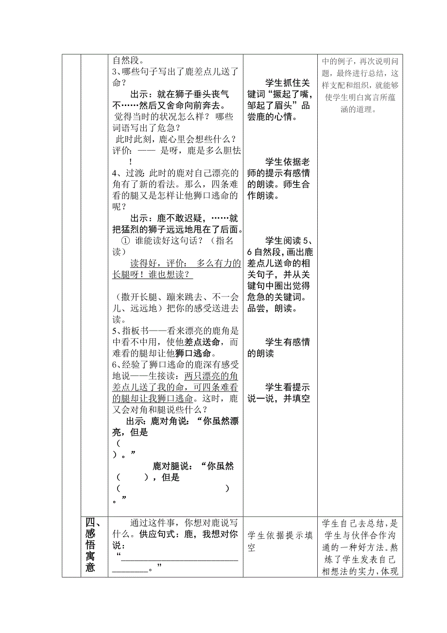 狮子和鹿教学设计_第3页