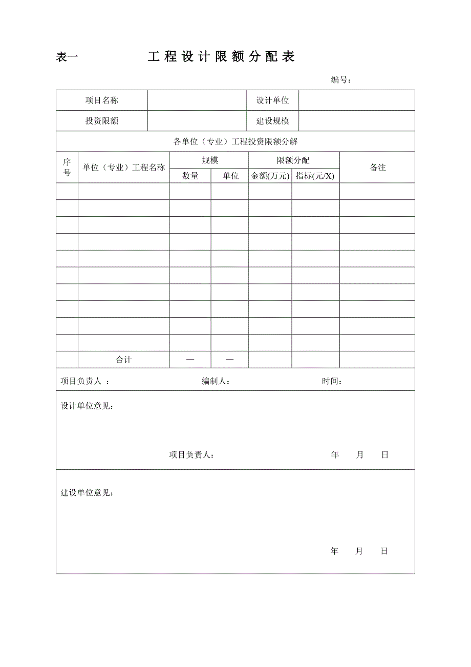 建设项目实施阶段造价控制的基本表格格式_第2页