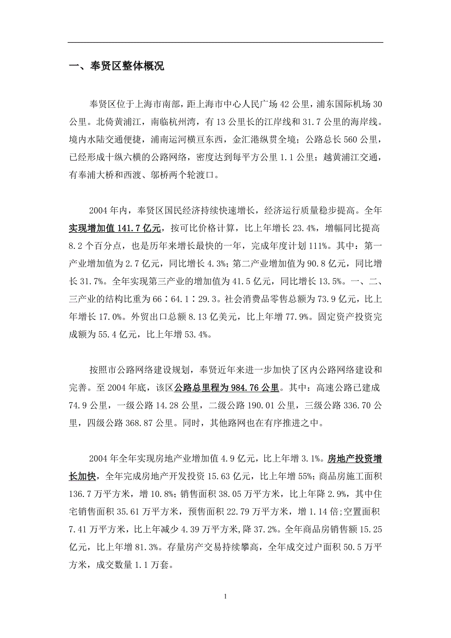 上海奉贤商业项目策划报告_第1页