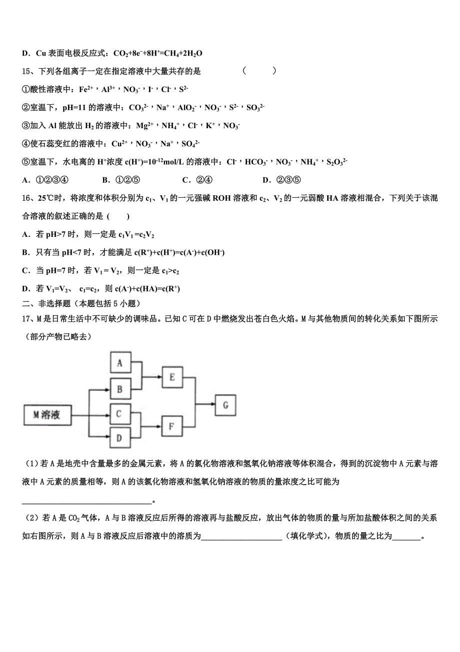 2022-2023学年湖南省古丈县一中高三化学第一学期期中监测试题（含解析）.doc_第5页