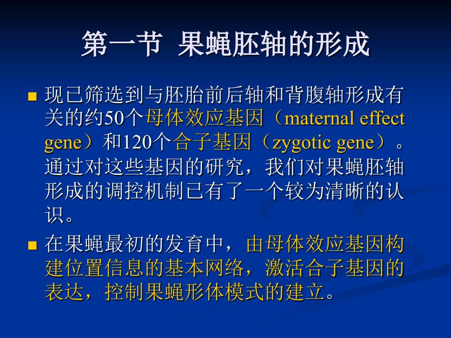 第十章胚轴形成第一节果蝇胚轴的形成第二节两栖类胚轴形成第十章胚轴形成_第4页