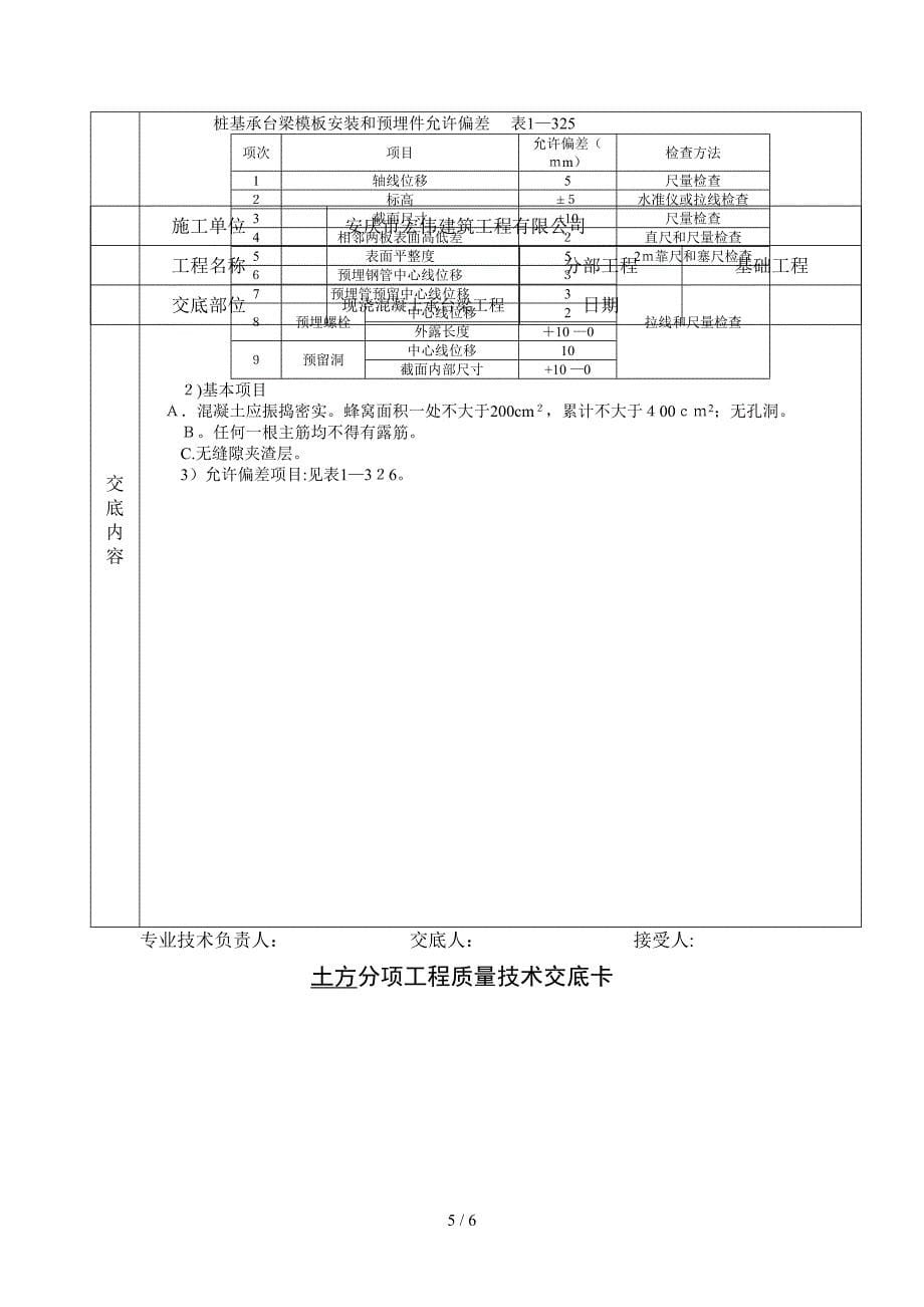 基础分部工程质量技术交底卡-承台梁_第5页