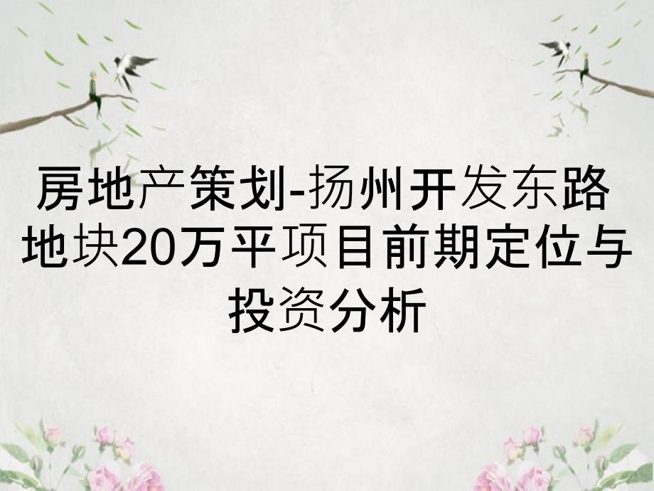 房地产策划扬州开发东路地块20万平项目前期定位与投资分析_第1页