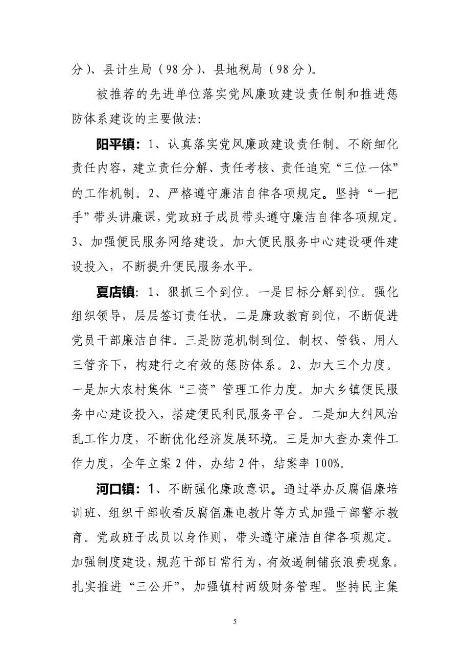 2009年度党风廉政建设责任制检查考核情况汇报.doc_第5页