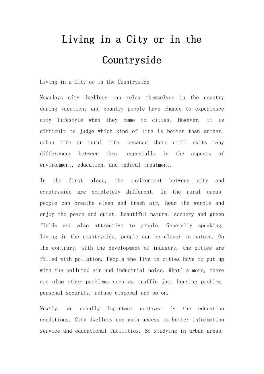 Living in a City or in the Countryside_第1页